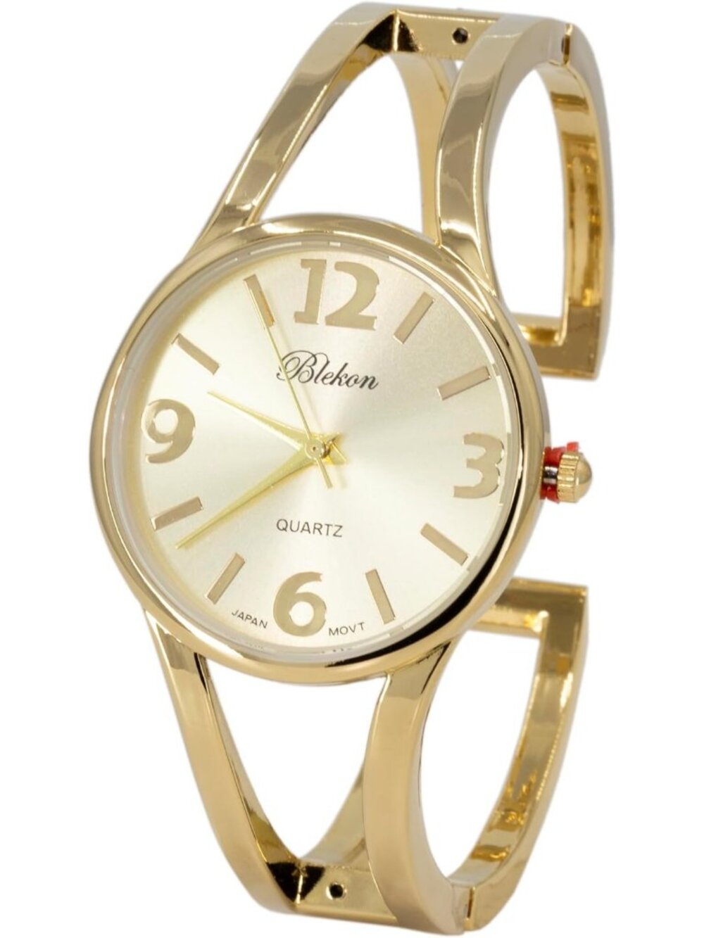 Women's Gold Elegant Analog Quartz Casual Metal Cuff Bangle Design Wrist Watch